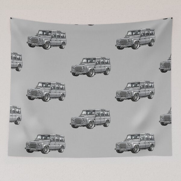 Item preview, Custom Land Rover Defender 110 Lowered Silver Slammed SUV Illustration designed and sold by Motorline44.