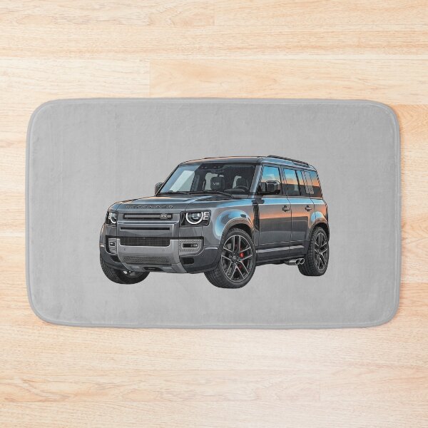 Artikelvorschau, Illustration eines individuell gestalteten, tiefergelegten grauen V8-SUVs vom Typ Land Rover Defender OCTA entworfen und verkauft von Motorline44.
