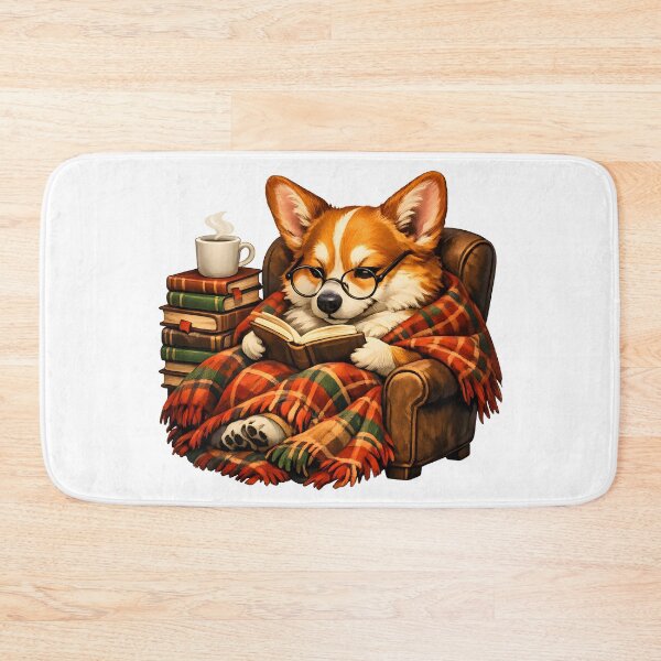 Item preview, Cozy Bookworm Corgi Reading in an Armchair designed and sold by builtforyou.