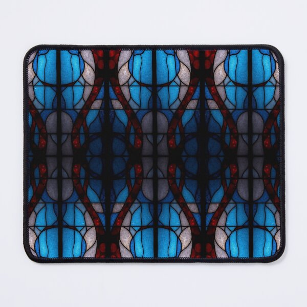 Item preview, Blue Red Stained Glass Pattern Seamless Geometric Mosaic Design designed and sold by Sachie's Studio.