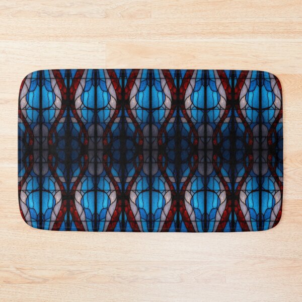 Item preview, Blue Red Stained Glass Pattern Seamless Geometric Mosaic Design designed and sold by Sachie's Studio.