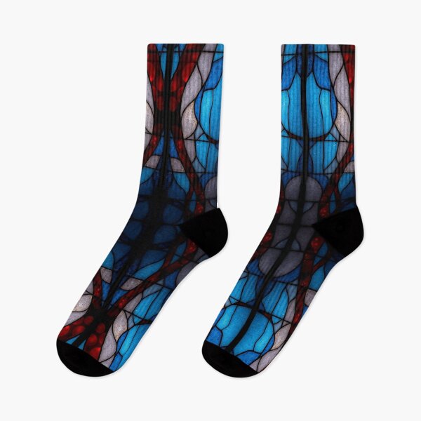 Item preview, Blue Red Stained Glass Pattern Seamless Geometric Mosaic Design designed and sold by Sachie's Studio.