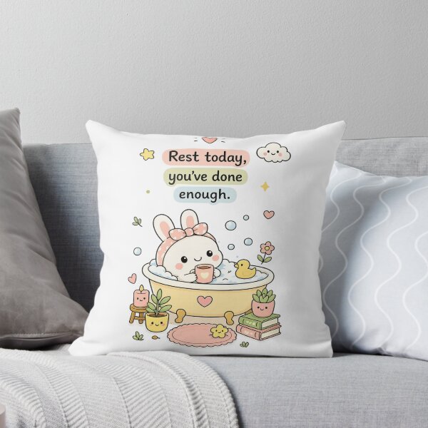 Item preview, Cute Bunny Self Care Sticker - Rest Today You've Done Enough - Kawaii Cozy Quote Ar designed and sold by LittleJoyStudio.Art.