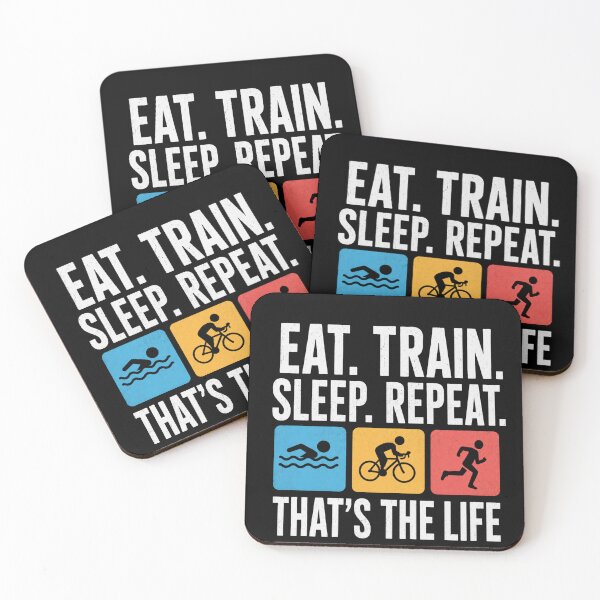 Item preview, Eat Train Sleep Repeat Triathlon Motivation Retro Sports Shirt designed and sold by Digistore1221.