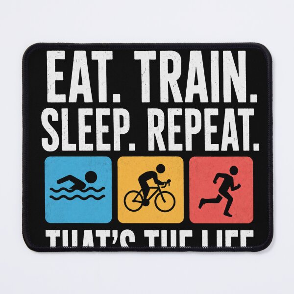 Item preview, Eat Train Sleep Repeat Triathlon Motivation Retro Sports Shirt designed and sold by Digistore1221.