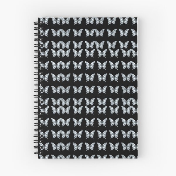 Item preview, Silver Marble Butterflies on Black Background | Gothic Seamless Pattern for Redbubble designed and sold by SinghMerchUniverse.