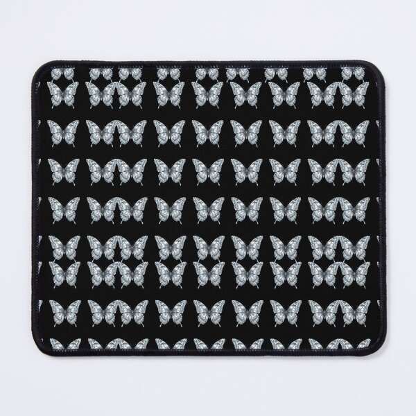 Item preview, Silver Marble Butterflies on Black Background | Gothic Seamless Pattern for Redbubble designed and sold by SinghMerchUniverse.