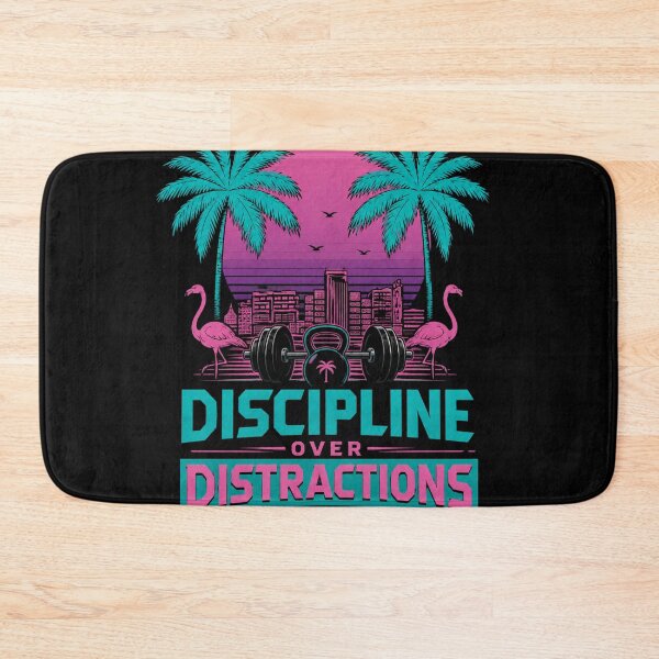 Item preview, Discipline Over Distractions Retro Synthwave Gym Motivation Shirt designed and sold by Digistore1221.