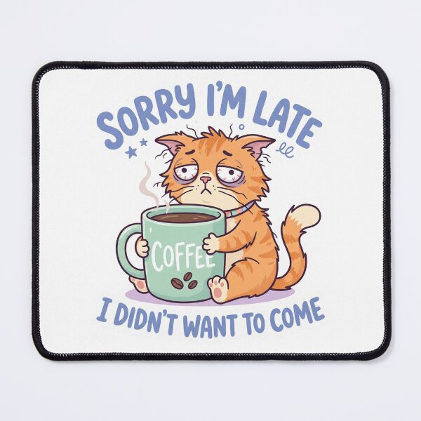 Item preview, Sorry I'm Late I Didn't Want To Come Funny Tired Cat Coffee designed and sold by Mr-wow.