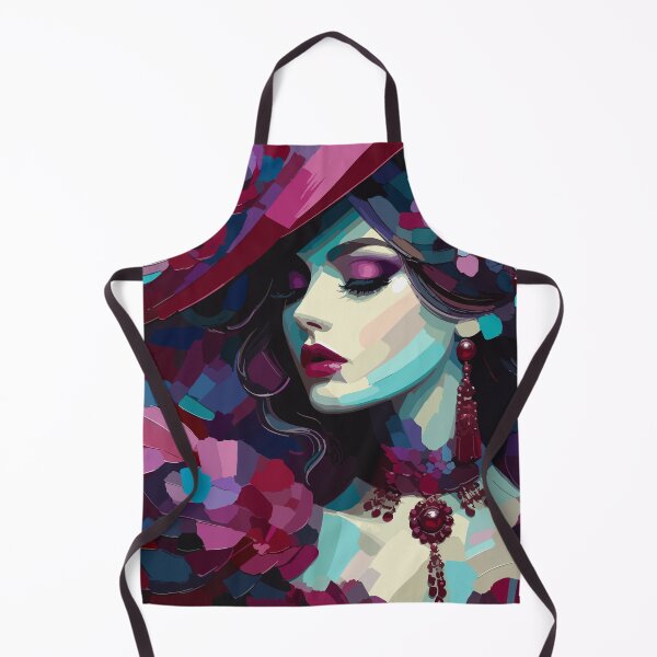 Item preview, Floral Femme Fatale Portrait in Burgundy Hat designed and sold by ArtByBoya.