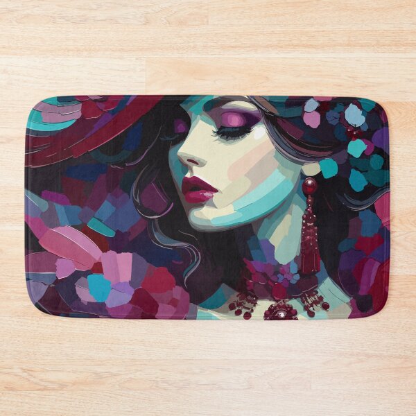 Item preview, Floral Femme Fatale Portrait in Burgundy Hat designed and sold by ArtByBoya.
