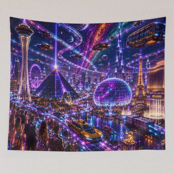 Item preview, Neon Las Vegas | Sci-Fi Futuristic Cityscape designed and sold by RockyLambda.