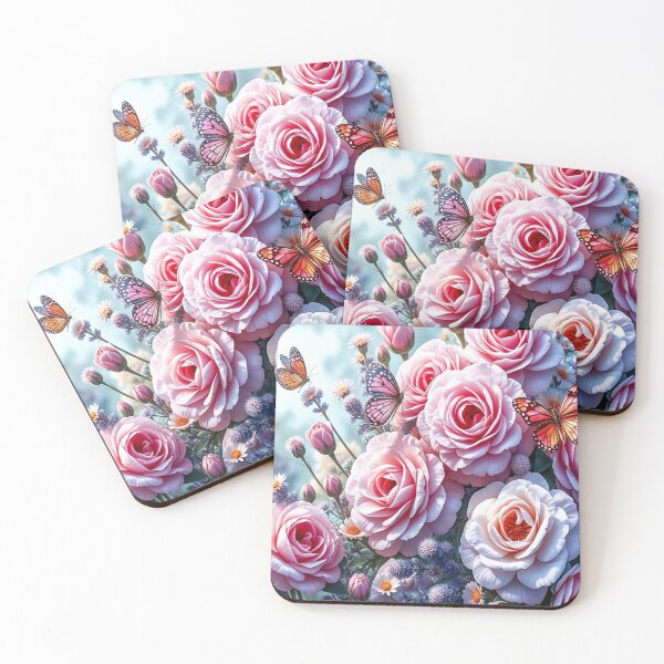 Item preview, Pink Rose Butterfly Art designed and sold by BeautifulVirtues.
