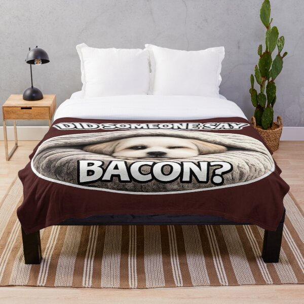 Artikelvorschau, Did Someone Say Bacon? | Funny Blanket Dog Meme | Cute Sleepy Puppy Lover Gift entworfen und verkauft von RockyLambda.