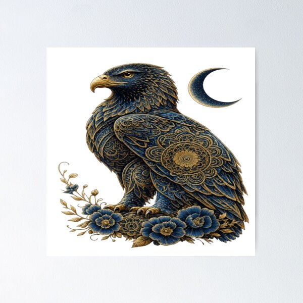 Item preview, Sea Blue & Gold Eagle | Premium Mandala Eagle | Luxury Boho Graphic | T-Shirt & Hoodie Design designed and sold by Lifehackerplus1.