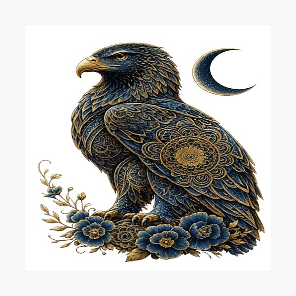 Item preview, Sea Blue & Gold Eagle | Premium Mandala Eagle | Luxury Boho Graphic | T-Shirt & Hoodie Design designed and sold by Lifehackerplus1.