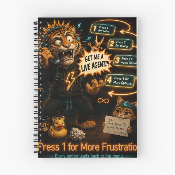 Item preview, Funny Phone Customer Service Tiger Humor Gift Relatable Animal Art Sticker NeoTigLuna designed and sold by NeoTigLuna.