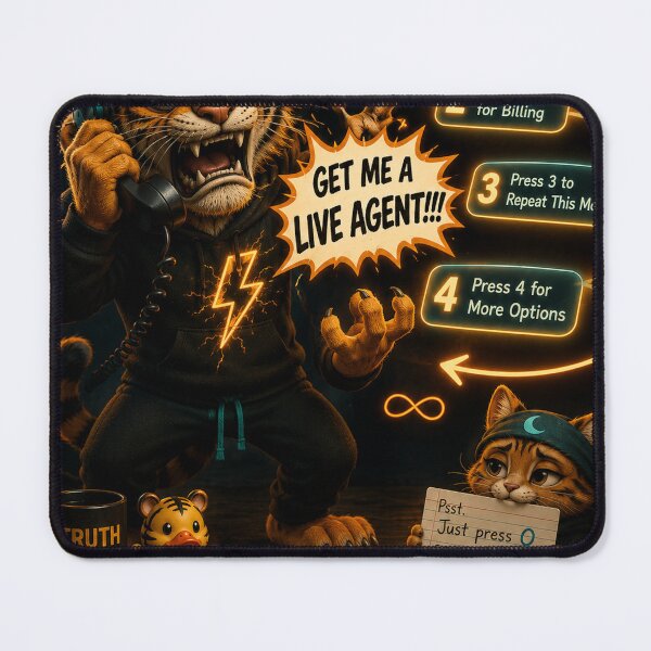 Item preview, Funny Phone Customer Service Tiger Humor Gift Relatable Animal Art Sticker NeoTigLuna designed and sold by NeoTigLuna.