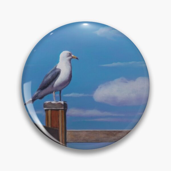 Item preview, Seagull on Wooden Fence with Blue Sky - Realistic Fine Art designed and sold by HaedamArt.