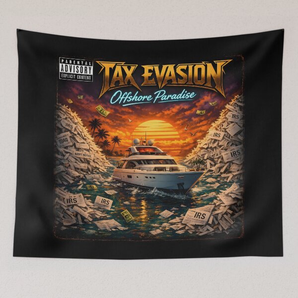 Item preview, Tax Evasion: Offshore Paradise Falbum | Funny Parody Yacht Rock Heavy Metal Album Cover designed and sold by RockyLambda.