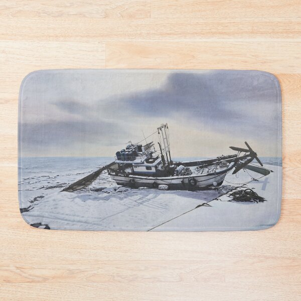 Item preview, Solitary Fishing Boat in the Winter Snow - Realistic Fine Art designed and sold by HaedamArt.