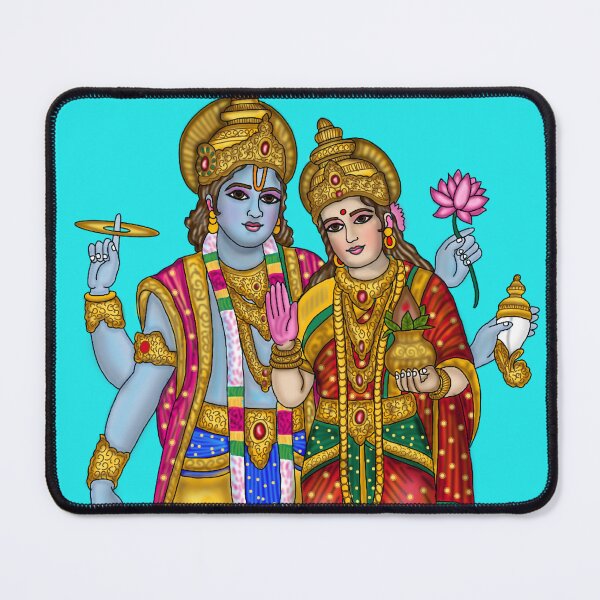 Item preview, Lord Lakshmi Narayana Artwork | Divine Hindu God Digital Painting Illustration designed and sold by Harshit_Digital_Arts.