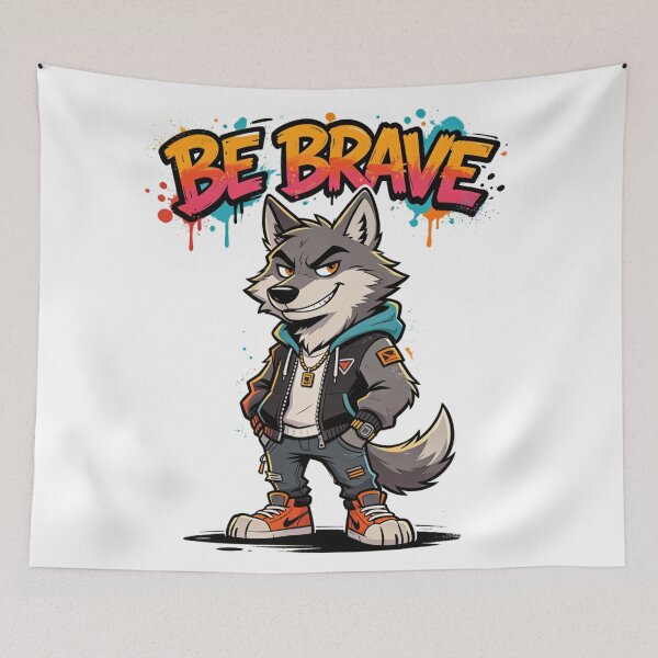 Item preview, Be Brave Wolf Street Design designed and sold by LINSSEX Style • Urban & Sport Streetwear.