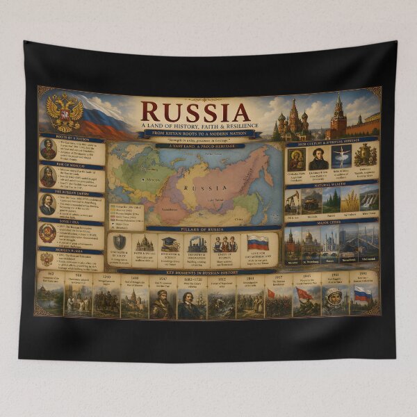 Item preview, Russia History Poster | Descriptive Russian Empire Map | Historical Infographic Map designed and sold by RockyLambda.