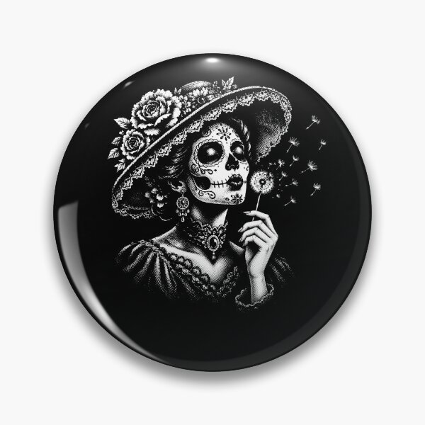 Item preview, Day Of The Dead Catrina – Sugar Skull Woman With Dandelion Gothic Design designed and sold by PosiMCreations.