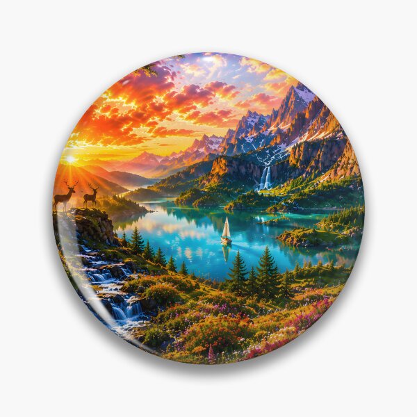 Item preview, Vibrant Alpine Dreamscape | Colorful Fantasy Nature Landscape Art designed and sold by RockyLambda.