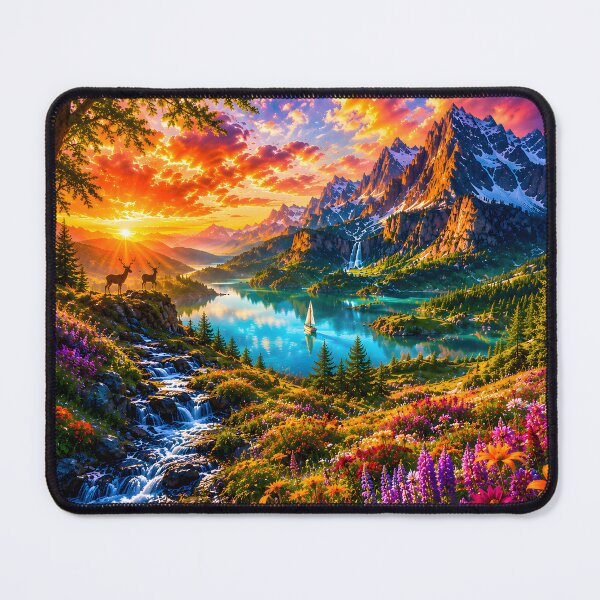 Item preview, Vibrant Alpine Dreamscape | Colorful Fantasy Nature Landscape Art designed and sold by RockyLambda.