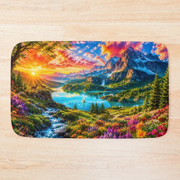 Artikelvorschau, Vibrant Alpine Dreamscape | Colorful Fantasy Nature Landscape Art entworfen und verkauft von RockyLambda.