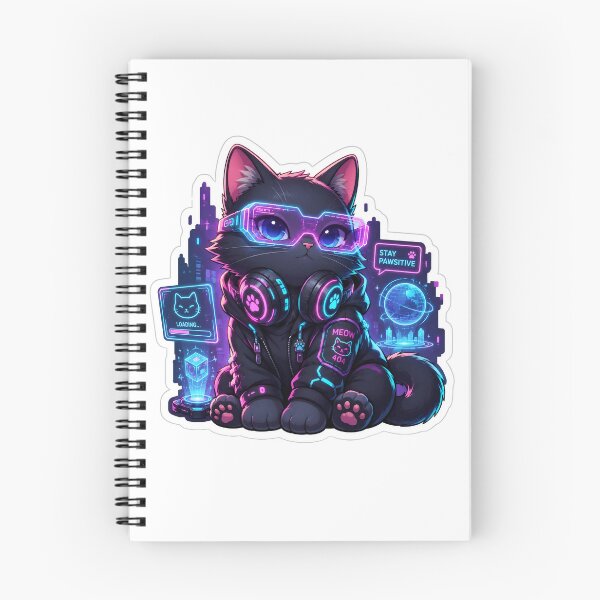 Item preview, Cyberpunk Neon Gamer Cat Sticker designed and sold by Barkybond.
