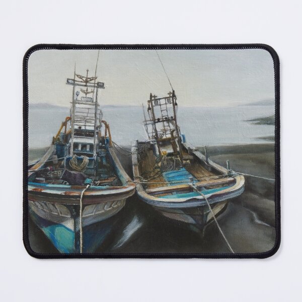 Item preview, Two Fishing Boats Resting Side by Side - Maritime Fine Art designed and sold by HaedamArt.
