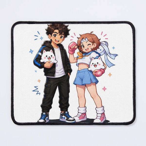 Item preview, Cute Anime Duo with Kawaii Cats designed and sold by Ajichofshop.