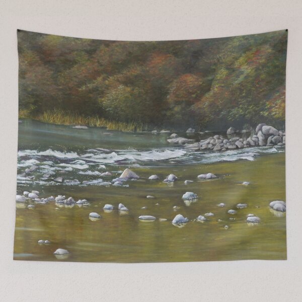 Item preview, Serene Autumn River Stream - Nature Landscape Fine Art designed and sold by HaedamArt.
