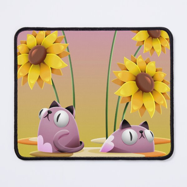 Item preview, Cute Purple Cats In Yellow Sunflowers Illustration designed and sold by Lexkon Liu's art.