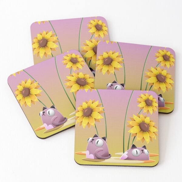 Item preview, Cute Purple Cats In Yellow Sunflowers Illustration designed and sold by Lexkon Liu's art.