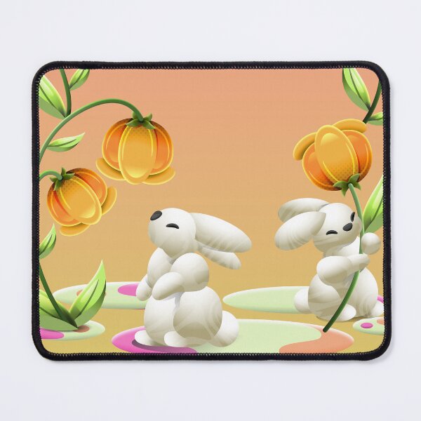 Item preview, Cute White Bunnies With Yellow Flowers Illustration designed and sold by Lexkon Liu's art.