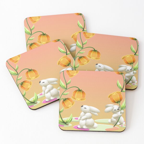 Item preview, Cute White Bunnies With Yellow Flowers Illustration designed and sold by Lexkon Liu's art.