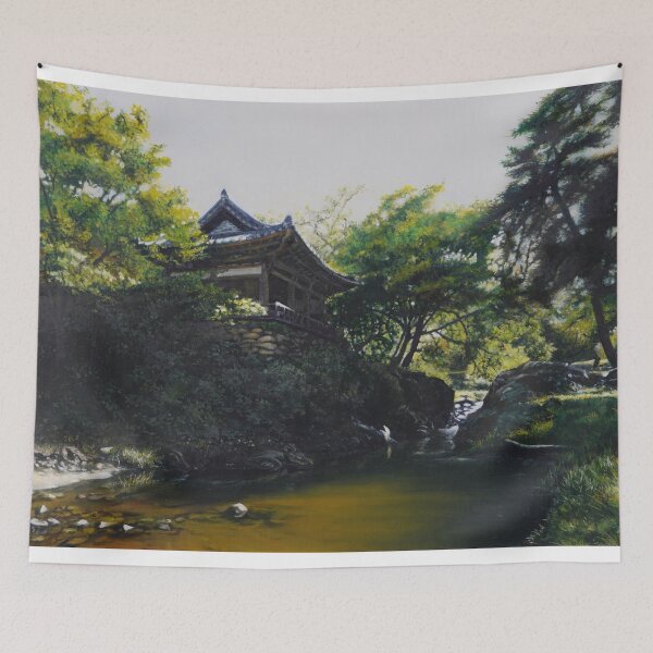 Item preview, Traditional Korean Pavilion by a Stream - Heritage Fine Art designed and sold by HaedamArt.