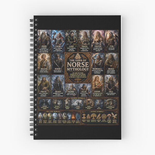 Item preview, Norse Gods Collage | Viking Mythology Pantheon Art Featuring Odin, Thor, Loki & Freyja designed and sold by RockyLambda.