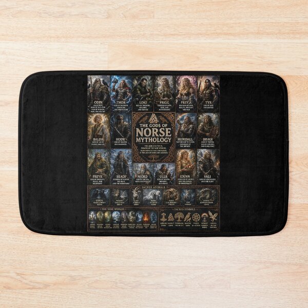 Item preview, Norse Gods Collage | Viking Mythology Pantheon Art Featuring Odin, Thor, Loki & Freyja designed and sold by RockyLambda.
