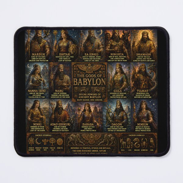 Item preview, Babylonian Gods Collage | Ancient Mesopotamian Mythology Pantheon Art Featuring Marduk & Ishtar designed and sold by RockyLambda.