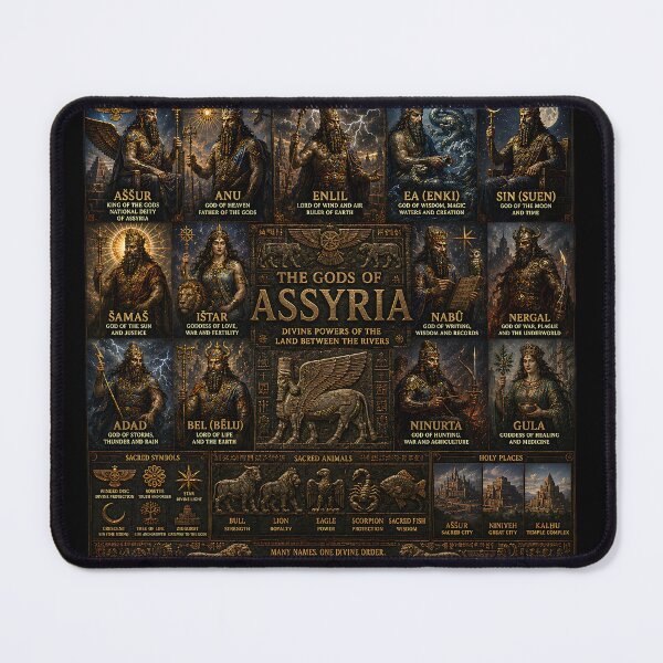 Item preview, Assyrian Gods Collage | Ancient Assyrian Mythology Pantheon Art Featuring Ashur & Ishtar designed and sold by RockyLambda.