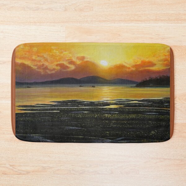 Item preview, Golden Sunset Over Coastal Mudflat - Radiant Ocean Fine Art designed and sold by HaedamArt.