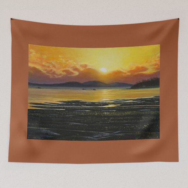 Item preview, Golden Sunset Over Coastal Mudflat - Radiant Ocean Fine Art designed and sold by HaedamArt.