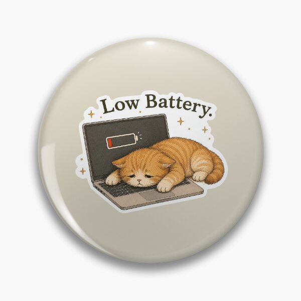 Item preview, low battery cat sticker designed and sold by lumahouse.