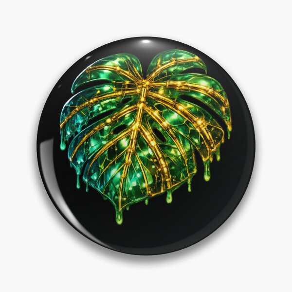 Item preview, Crystal Monstera Leaf Glowing Gold Veins Surreal Drip Art designed and sold by ArtoryWorks.