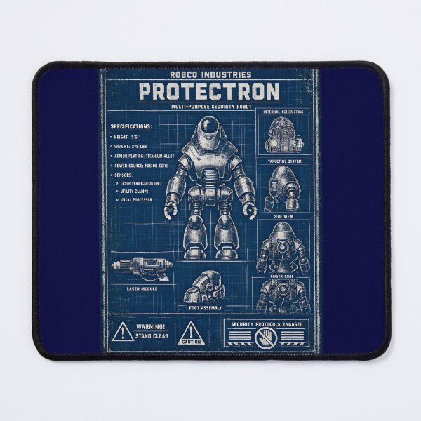 Artikelvorschau, Protectron-Bauplan-Poster | Technischer Schaltplan für Retro-Roboter | RobCo-Sicherheitsroboter-Entwicklung Fallout-Design entworfen und verkauft von RockyLambda.
